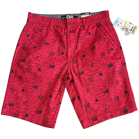 NWT Company Eighty One Red and Blue Patriotic Print Flat Front Shorts Size 29 - Picture 1 of 7